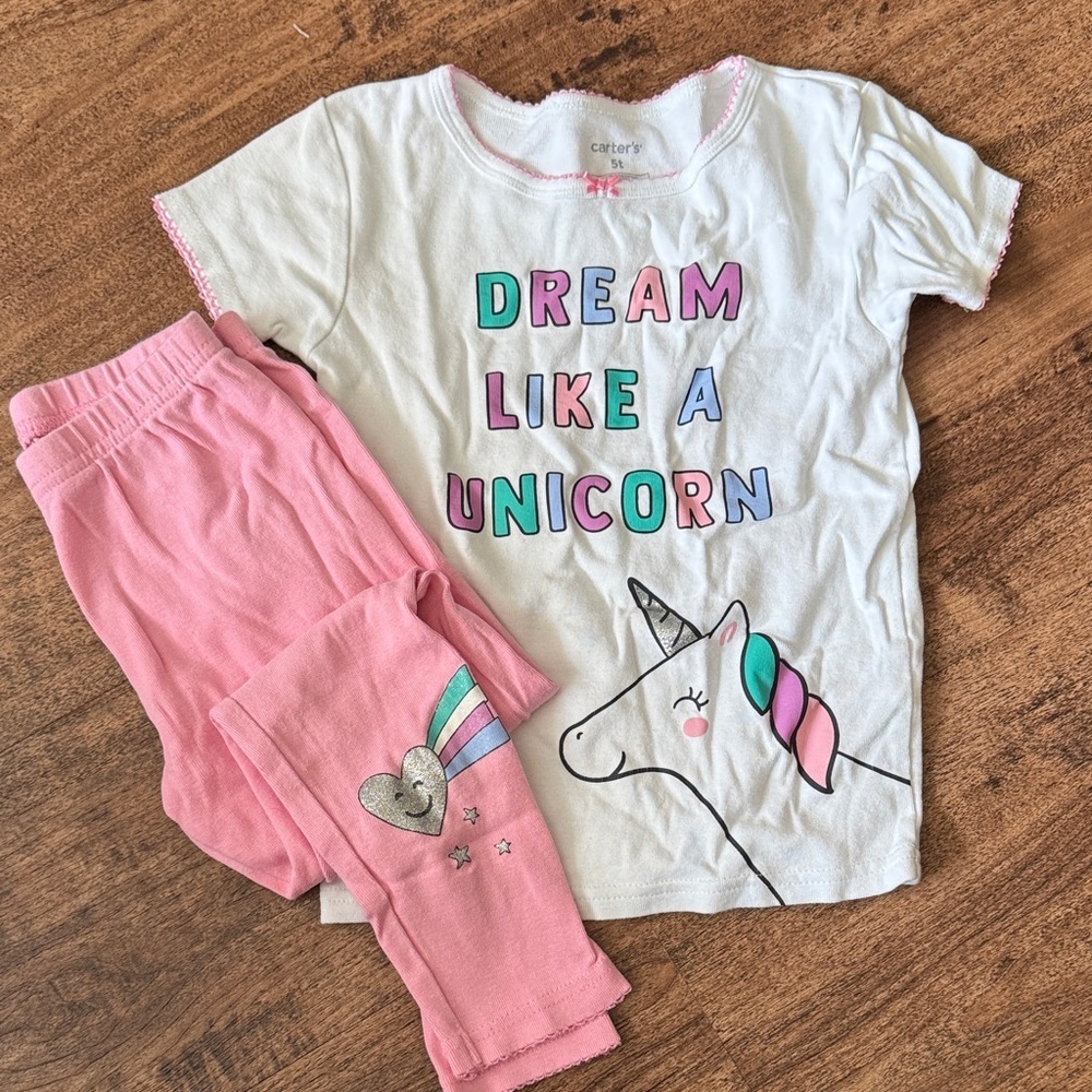 Carter's White and Pink Unicorn Pajama Set